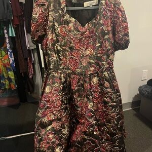 Jesse Kae Floral Brocade Dress
